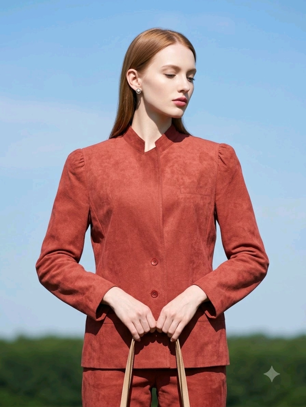 Vintage Abe Schrader Women's Coral Suede Blazer Size 8